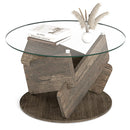 Round Glass Coffee Table 32 Inch Modern Center Table with Tempered Glass Top-Gray