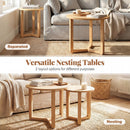 Round Nesting Coffee Table Set of 2 Wood Nesting End Tables with Thickened Top