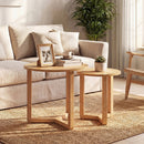 Round Nesting Coffee Table Set of 2 Wood Nesting End Tables with Thickened Top