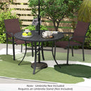 Round Patio Dining Table 42.5 Inch Metal Slat Table with Umbrella Hole
