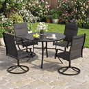 Round Patio Dining Table 42.5 Inch Metal Slat Table with Umbrella Hole