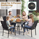 Round Patio Dining Table 42.5 Inch Metal Slat Table with Umbrella Hole