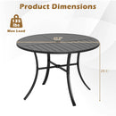 Round Patio Dining Table 42.5 Inch Metal Slat Table with Umbrella Hole