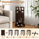 Round Portable Wood Nesting Stools with Locking Casters