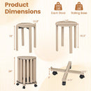 Round Portable Wood Nesting Stools with Locking Casters