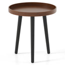 Mid Century Modern Round Side Sofa Coffee Table with Wooden Tray