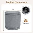 Round Storage Ottoman Foot Rest with Removable Lid and Acacia Wood Frame