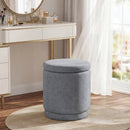 Round Storage Ottoman Foot Rest with Removable Lid and Acacia Wood Frame