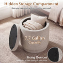 Round Storage Ottoman Foot Rest with Removable Lid and Acacia Wood Frame