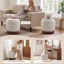 Round Storage Ottoman with Acacia Wood Frame for Living Room