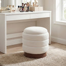 Round Storage Ottoman with Acacia Wood Frame for Living Room