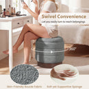 Round Storage Ottoman with Acacia Wood Frame for Living Room