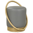 Round Vanity Stool with Gold Halo Design - Faux Leather
