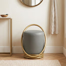 Round Vanity Stool with Gold Halo Design - Faux Leather