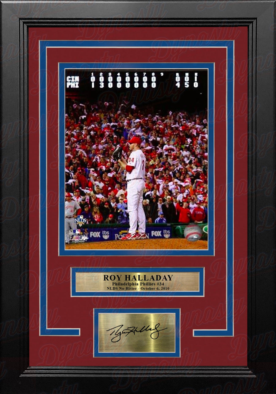 Roy Halladay NLDS No Hitter Philadelphia Phillies 8x10 Framed Baseball Photo with Engraved Autograph