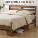 Twin Size Wood Platform Bed Frame with Slat Headboard