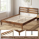 Twin Size Wood Platform Bed Frame with Slat Headboard