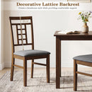 Rubber Wood Dining Chairs Set of 2 with Lattice Back