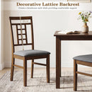 Rubber Wood Dining Chairs Set of 2 with Lattice Back