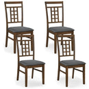 Rubber Wood Dining Chairs Set of 4 with Lattice Back