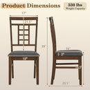 Rubber Wood Dining Chairs Set of 4 with Lattice Back