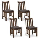 Rubber Wood Dining Chairs Side Chairs Set of 4 with Slat Back