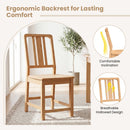 Rubber Wood Dining Chairs Set of 2 with Hollowed Backrest
