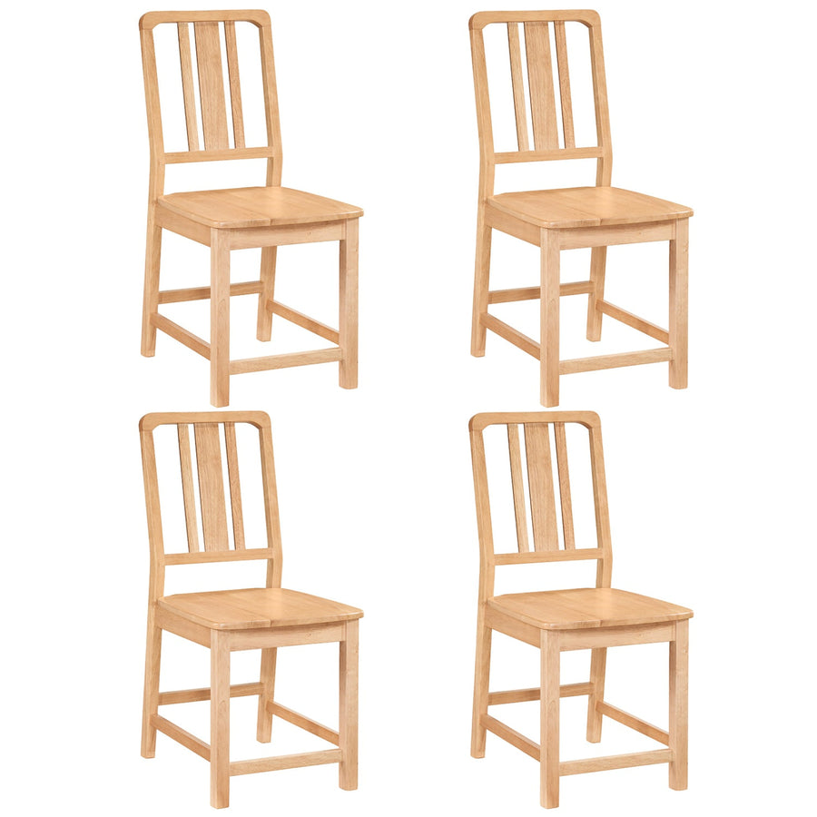 Rubber Wood Dining Chairs Set of 4 with Hollowed Backrest
