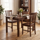 Rubber Wood Dining Chairs Set of 2 with High Slat Backrests