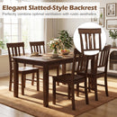 Rubber Wood Dining Chairs Set of 2 with High Slat Backrests
