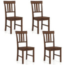 Rubber Wood Dining Chairs Set of 4 with High Slat Backrests
