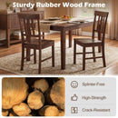 Rubber Wood Dining Chairs Set of 4 with High Slat Backrests