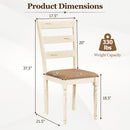 Dining Chairs Set of 4 with Padded Linen Seat & Slatted Back