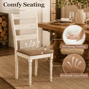 Dining Chairs Set of 4 with Padded Linen Seat & Slatted Back