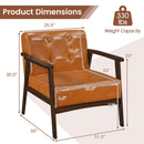 Rubber Wood Frame Accent Chair with Armrest for Living Room