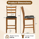 Rubber Wood Ladder Back Bar Stools Set of 2 24inch Counter Height Kitchen Island High Chairs