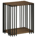 Rubber Wood Side Table with 2-Layer Storage Shelves and Metal Frame-Walnut