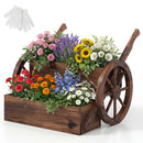 Rustic Wood Wagon Planter 2-Tier Versatile Raised Garden Bed with Wheels-Brown