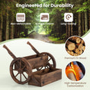 Rustic Wood Wagon Planter 2-Tier Versatile Raised Garden Bed with Wheels-Brown