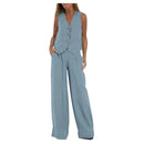 Women Sleeveless Vest – Colorblock Collage Pants Casual Suit