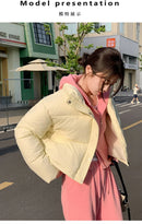 Women Winter Cropped Jacket – Warm Cotton-Padded Puffer Coat
