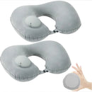 Portable Neck Pillow – Inflatable Flocking Travel Pillow