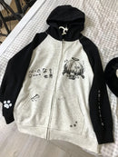 Zip Up Hoodie Cartoon Japanese – Grunge Anime Y2K Streetwear