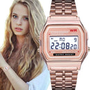 LED Digital Watch – Steel Strap Multifunction Sports Wristwatch