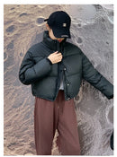 Women Winter Cropped Jacket – Warm Cotton-Padded Puffer Coat