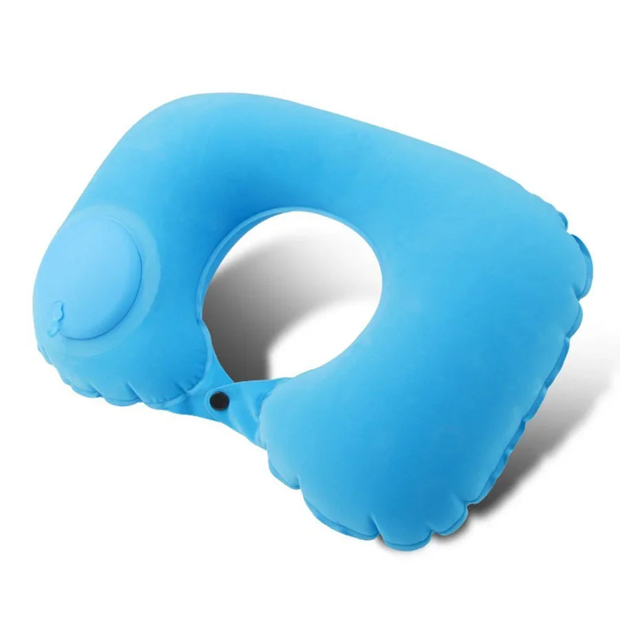 Portable Neck Pillow – Inflatable Flocking Travel Pillow
