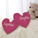 Personalized Heart Pillow with Name | Deep Magenta Pink or Navy Blue Velvet with Embossed Hearts | White Cursive Name | Custom Gift for Her