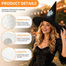 Personalized Ghost Halloween Witch Hat with Custom Name - Illustrated Ghost Character on All-Black Quilted Costume Hat for Adults and Teens