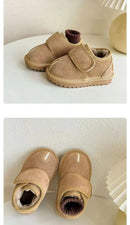 Children's Winter Snow Boots New 2025 Faux Suede Warm Plush Cotton Shoes Boys Fashion Anti-slip Rubber Sole Girls Ankle Boots