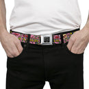BD Wings Logo CLOSE-UP Full Color Black Silver Seatbelt Belt - Born to Raise Hell Pink Webbing